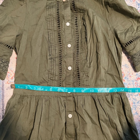 Gap olive green cotton eyelet midi button-down dress - Picture 5 of 11